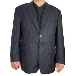 Ralph Ralph Lauren RRL Men 50R Pinstripe Wool Blazer Sport Coat Jacket Black